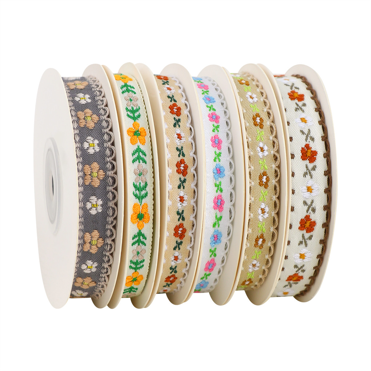 15mm*50y Pastoral Floral Cotton Ribbon Baking Cake Ribbon Bow DIY Material Decoration Ribbon Flower Bouquet Packaging