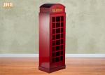 Telephone Booth Display Accent Cabinet MDF Wine Holder Red Color Decorative