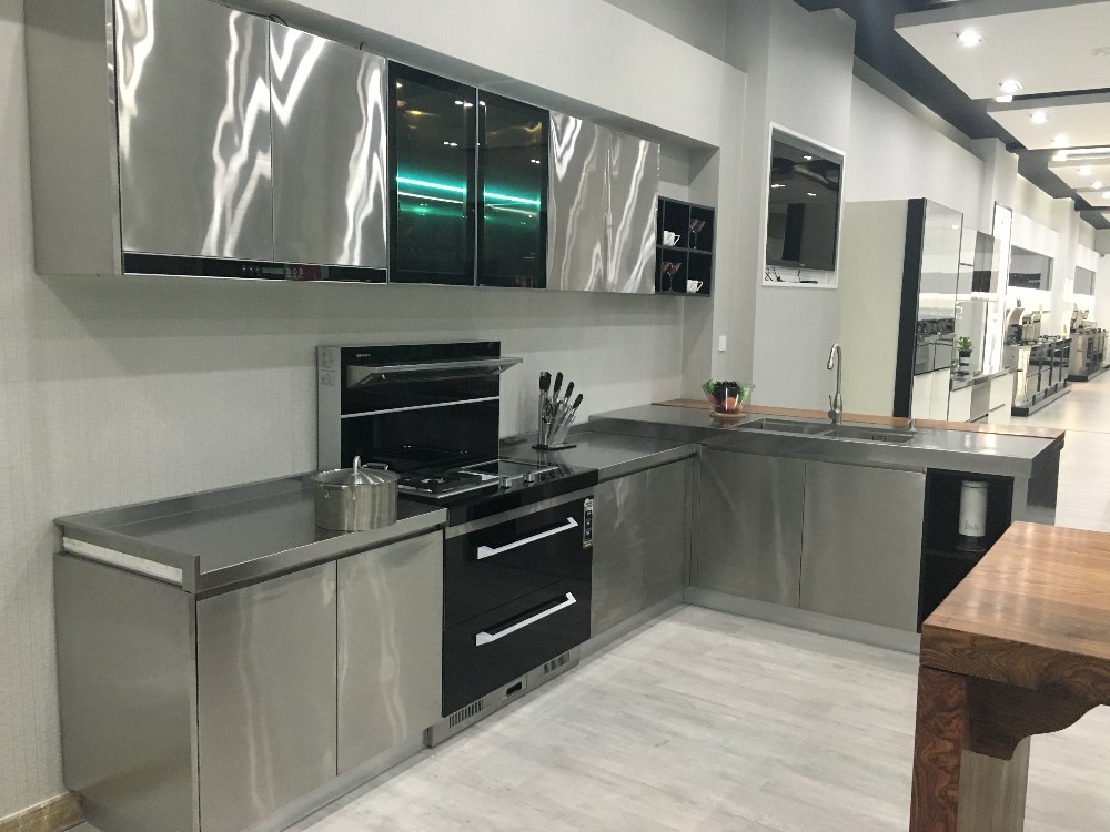 moisture proof Modular Home Kitchen Cabinets Stainless Steel 304 Customized