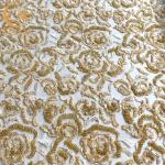 Gold Tulle Embroidered Beaded Heavy Handmade Lace Fabric For Dresses