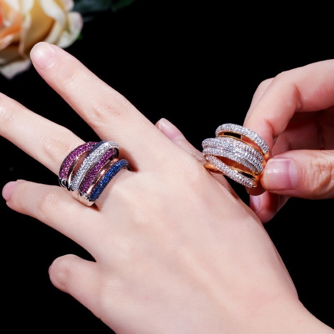 Hot Sale charms Ring 925 Rings For Women Blue Zircon Sparkle Ring Wedding Crown Ring Making Jewelry Gift Party