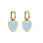 Heart Gold Enamel Hoop Earrings