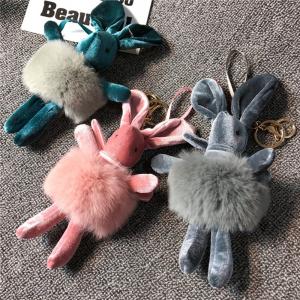 Wholesale Soft Feeling Kawaii Plush Keychain Pink / Grey Color Mini Size 20G from china suppliers