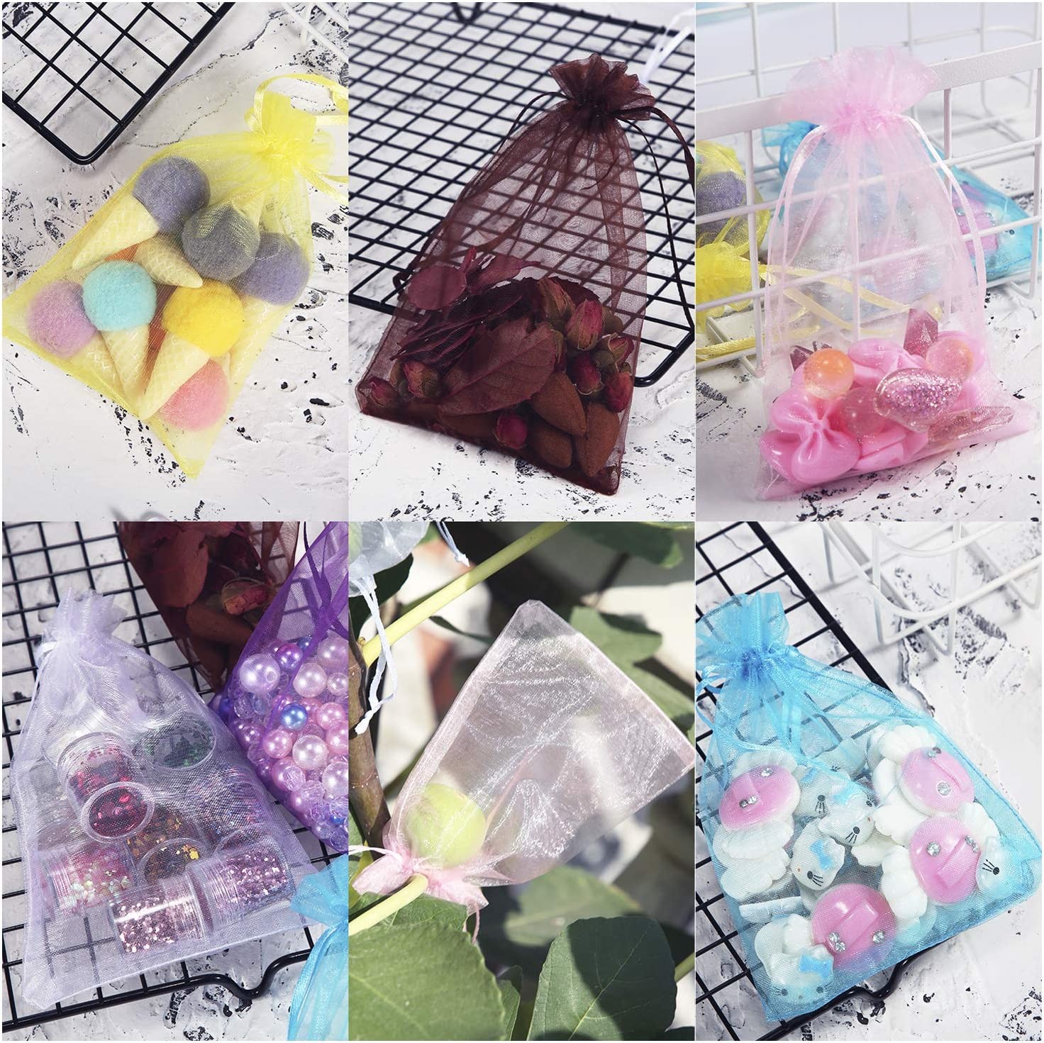 Mixed Color 4x6 Inches Drawstring Jewelry Pouches For Wedding Party Christmas Favor Gift
