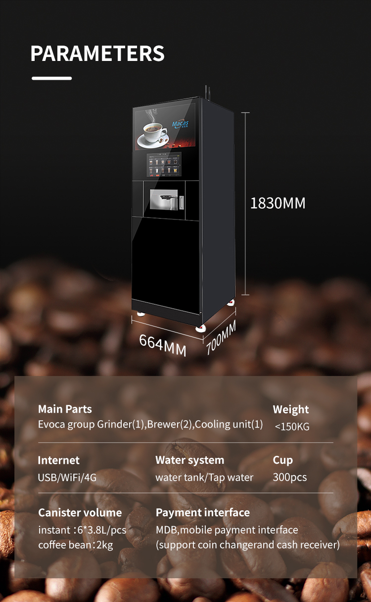 EVOACAS Fully Automatic Coffee Vendo Machine With 800CC Boiler Capacity