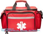 Professional Red Empty Trauma First Aid Medical Bag, 15"X10"X9", Multi
