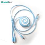 Multicolor ABS Retractable Mobile Phone Charger , Antiwear Mobile USB Data Cable