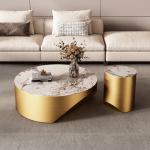 Stainless Steel Circle Coffee And Dining Table Combined Marble