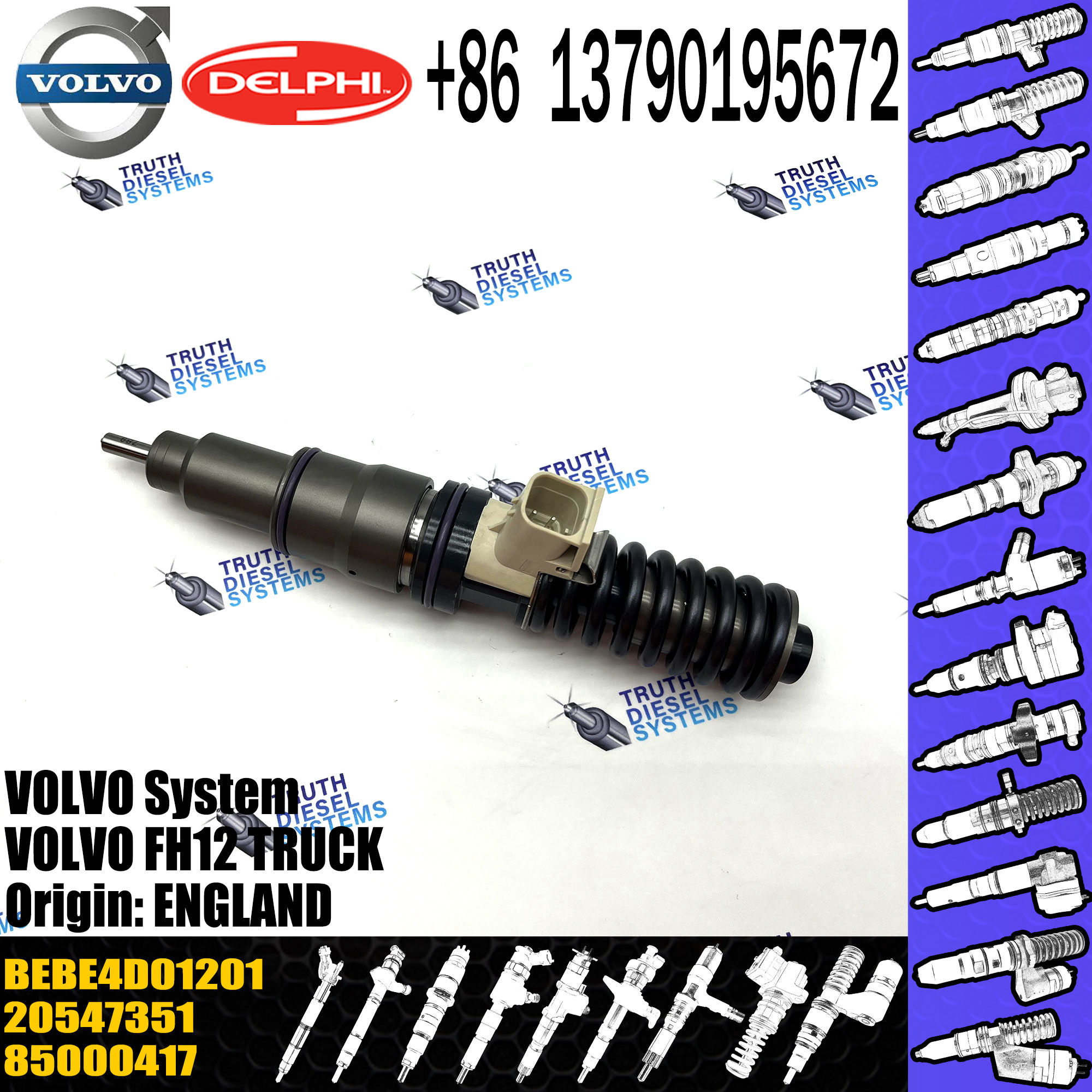 FH12 TRUCK Diesel Injector BEBE4D01101 BEBE4D01201 BEBE4D31001 For VOL injector 20517502 20547351 85000417 EX631017