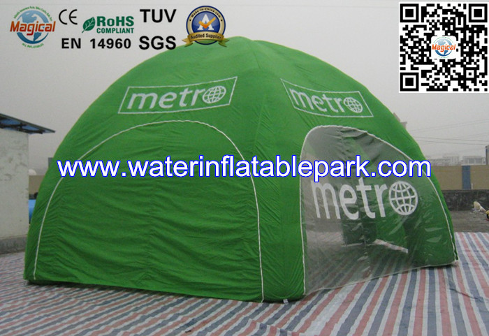 Green Inflatable Tent Exhibition , Commercial Inflatable Marquee Tent