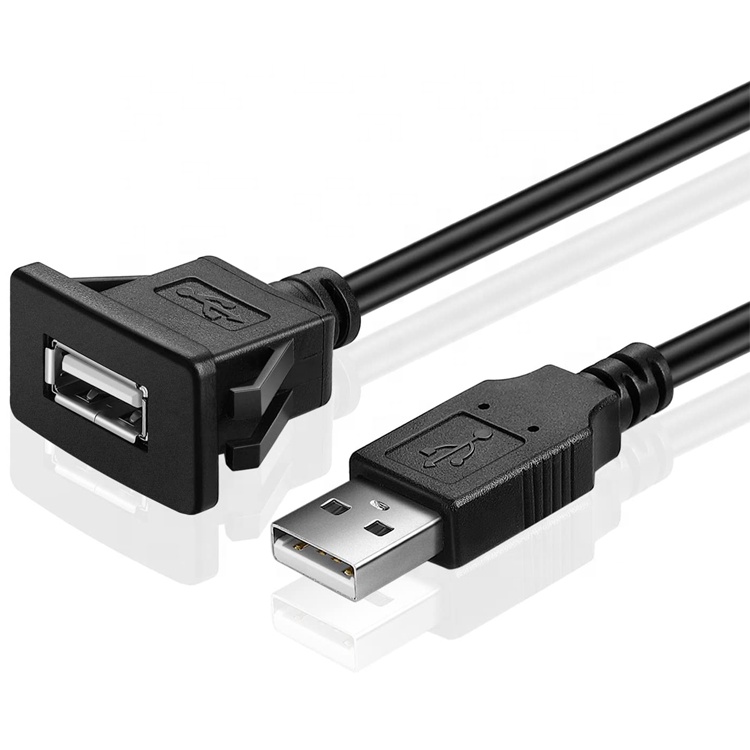 Snap Socket Dashboard Panel Male to Female USB Flush Mount Extension Cable