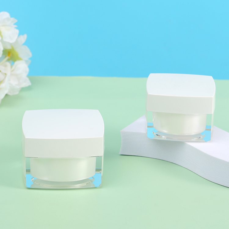 5g10g 15g Acrylic Base Material Luxury Black White Frosted Square Skin Care Cosmetic Facial Cream Plastic Container Cream Jar