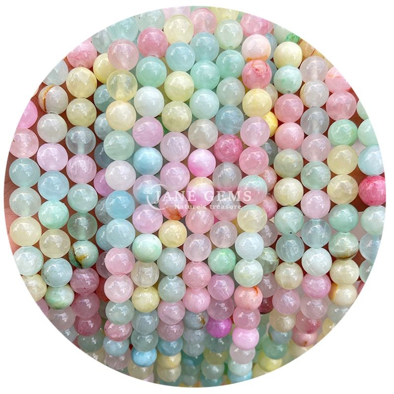 Wholesale Natural Crystal Gemstone Round Chalcedony Beads Jade Round Loose Bead Accessories for DIY Bracelet Necklace