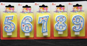Wholesale 100%Hand painting Birthday Candle with blue line and 3 colors star printed from china suppliers