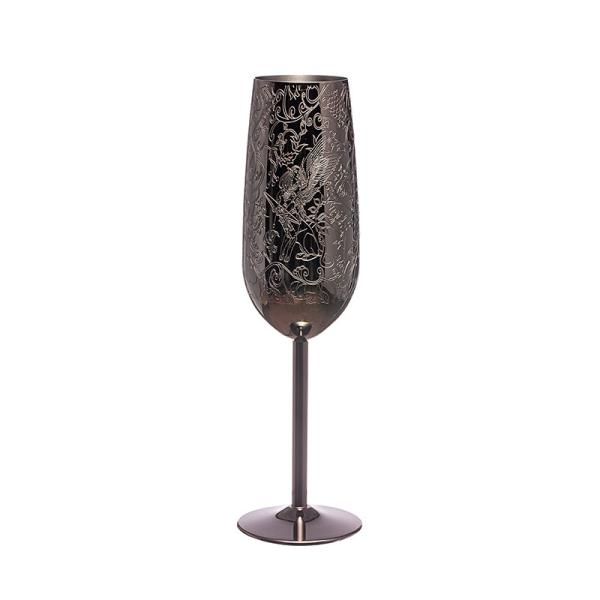 Stainless Steel Champagne Flutes Glass Metal Black Plated Wine Glasses for