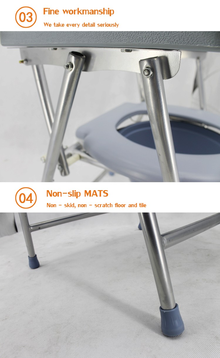 Folding Lightweight Commode Chair With Top Loading Easily Removable Chamber Pot, Commode Chair, Portable Toilet