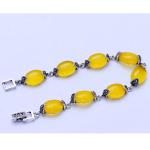 Thai 925 Vintage Sterling Silver Yellow Cubic Zircoina Tennis Bracelet (055728)