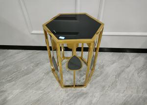 Wholesale Stainless Glass Surface Hexagonal Gold Plated Coffee Table Light Luxury Design Style from china suppliers