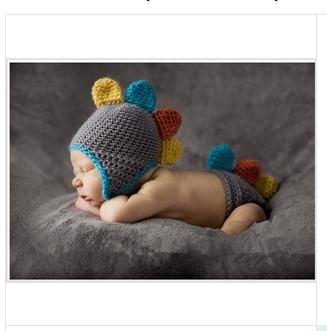 newborn baby Dinosaur Baby Photography Prop Crochet Hats beanie set costume