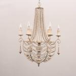 Iron chandelier with wood beads for farmhouse living room (WH-CI-79)