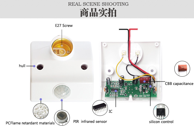 Indoor E27 Lamp Holder Energy Saving / 60 w Decorative Ceiling Bulb Socket