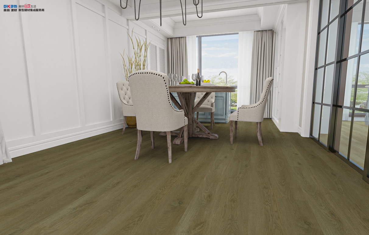 Fireproof SPC 5mm Oak Wood Grain Noise Prevention GKBM LS-W001 Greenpy