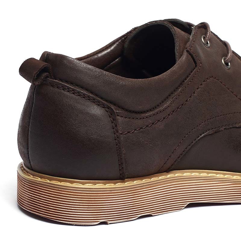 Dark Coffee Antiodor Mens Breathable Leather Shoes Lace Up