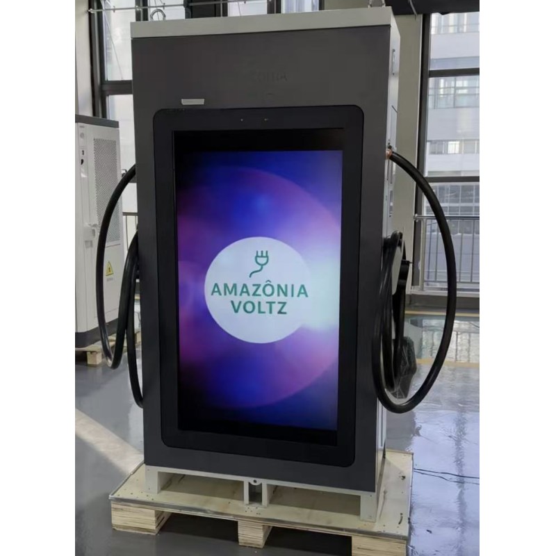 7-inch high-brightness colour touchscreen 120KW DC fast charger for electric vehicle charging stations, dual charging guns