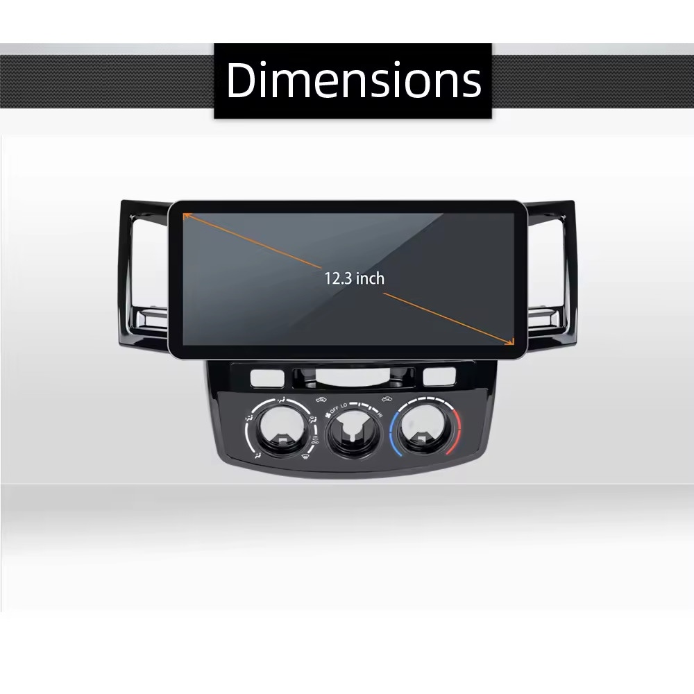 Touch Screen 12.3 Inch Car Video Android 12 Multimedia For Toyota Fortuner