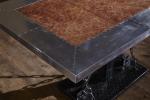 Vintage Dining Room Tables Top Genuine Leather 1.45M Length Metal Table Leg