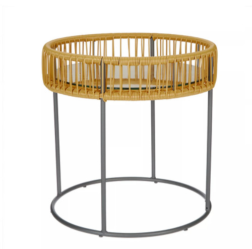 Appealing Design PE Rattan Woven Coffee Table Chair Hot Sale Best Design Colorful Furniture Set Tempered Glass Tabletop