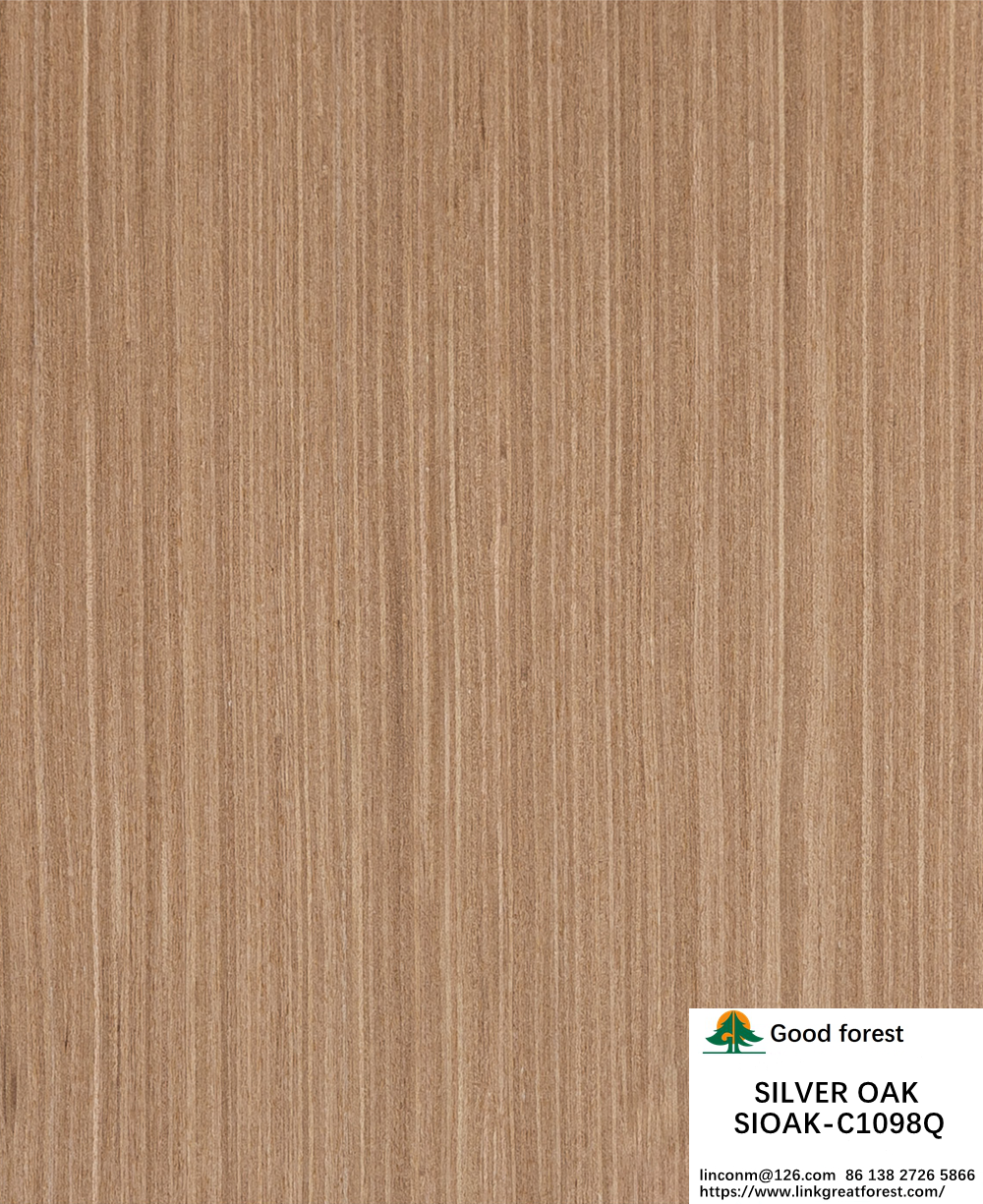 Engineered Wood Veneer Quarter Cut Of Silver Oak Sheet Thickness 0.4mm For For Cabinet Face