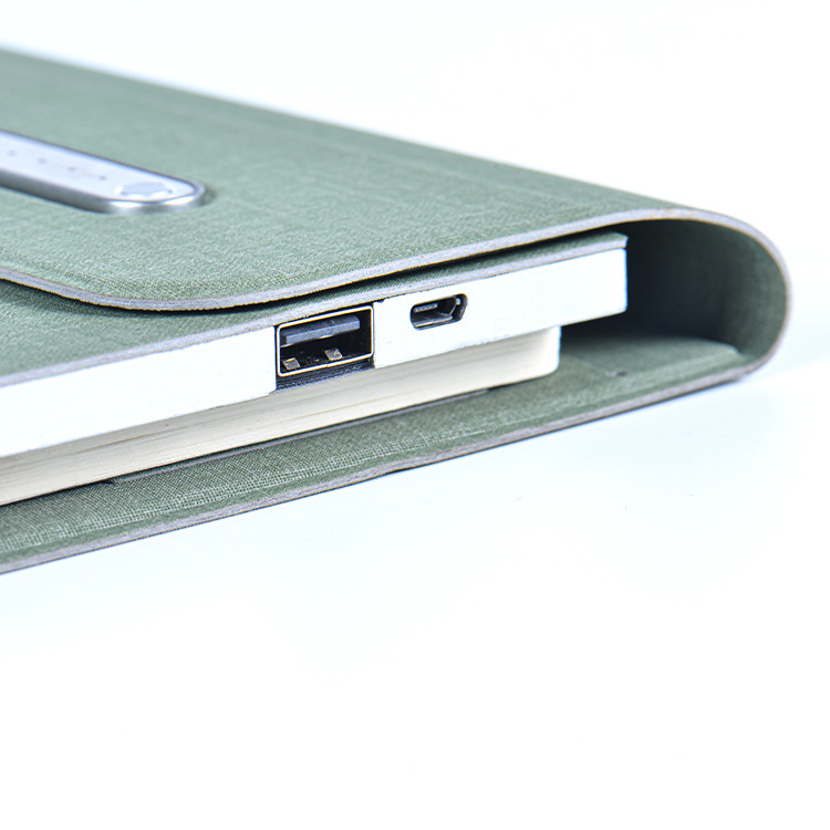Led Logo Smart Luxury Travelers Power Bank Wireless Charging Notebook A5 Pu Leather