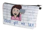 Waterproof Zippered Cosmetic Bag Polyester Travel Makeup Organizer Bag With