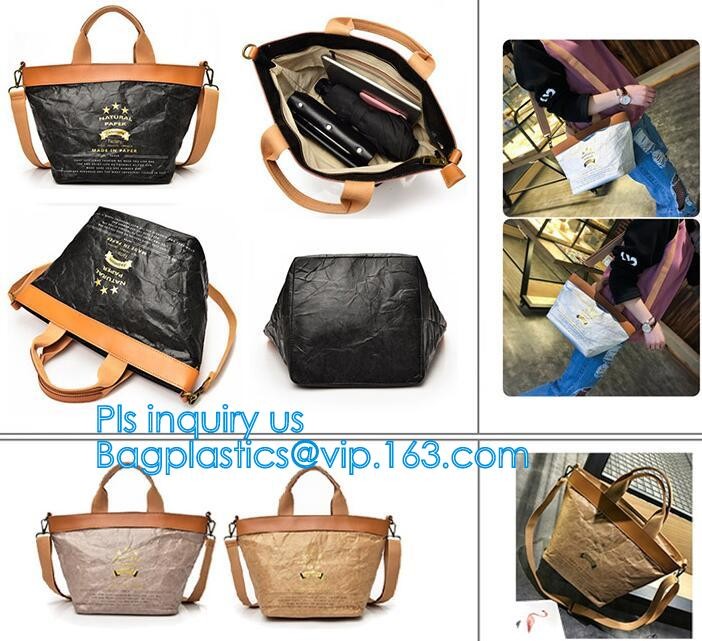Cheap Lightweight Cheap Brown Custom Made Print Logo Water-proof Tyvek Paper Tote Shopping Bageco reusable promotion gif
