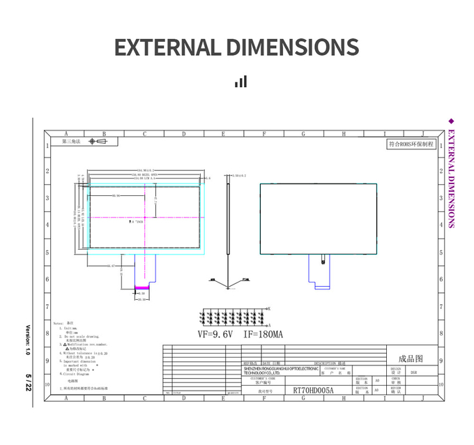 7 Inch Horizontal TFT And IPS Display Module HD LCD Screen 1024x600