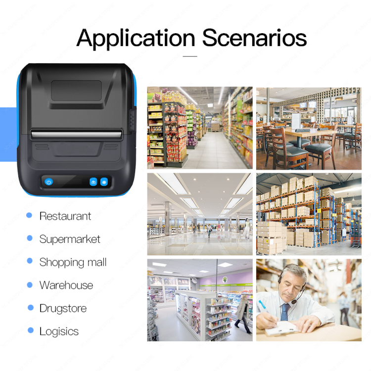 80mm Usb+BT Portable 2 In One Label Barcode Printer 512 Dots/Line