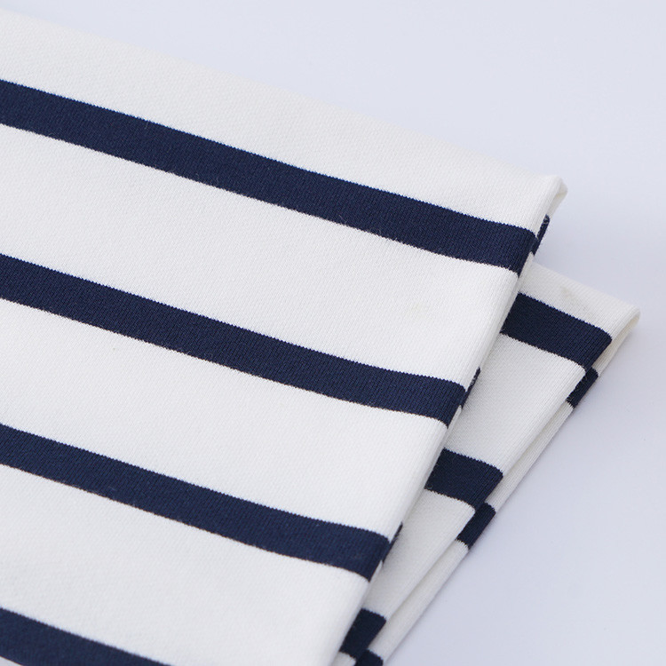 Breathable Comfortable Striped Cotton Fabric For French Terry