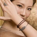 4mm Round Genuine Garnet Beads 925 Silver Marcasite Charm Bracelet 20 inches