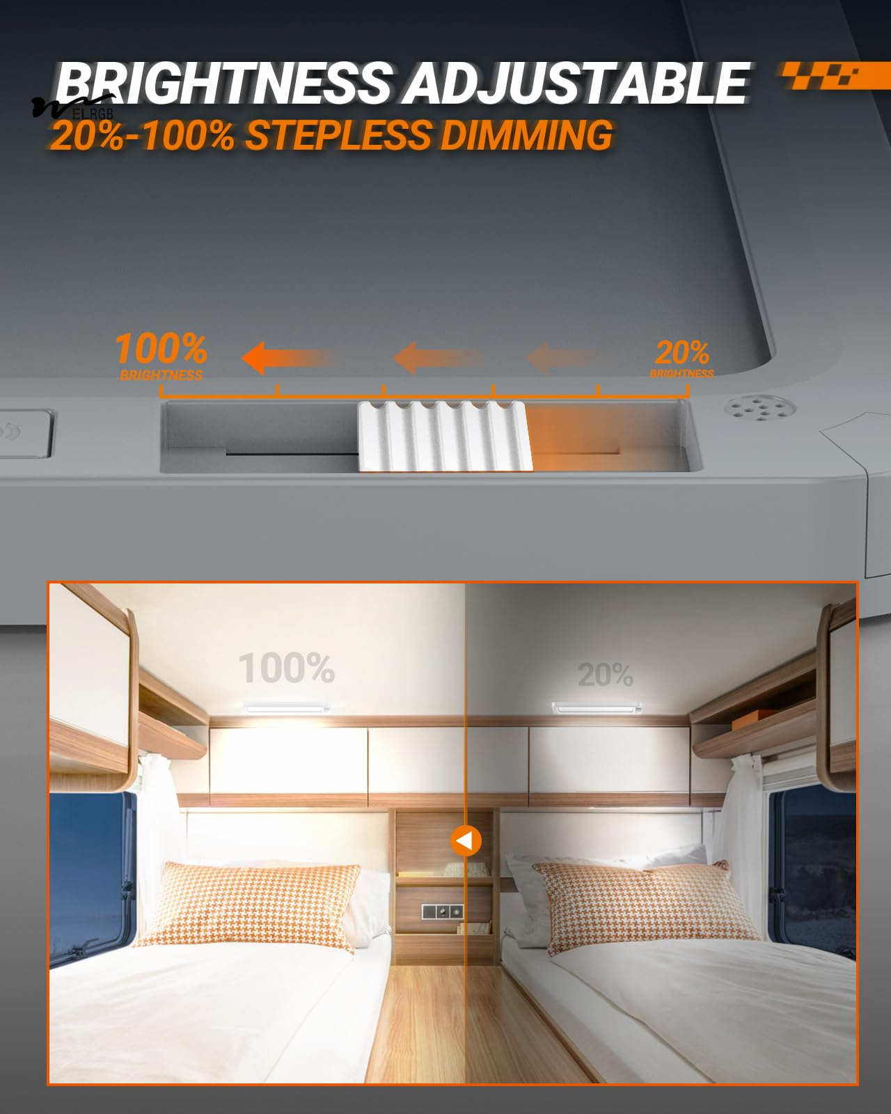 RV Lights Interior 3 Color Dimmable LED RV Lamp Fixtures 12V Camper Light 1500LM