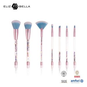Wholesale 7 Piece Glitter Inside Plastic Handle Makeup Brush Set Synthetic Hair Cosmetic Brush from china suppliers