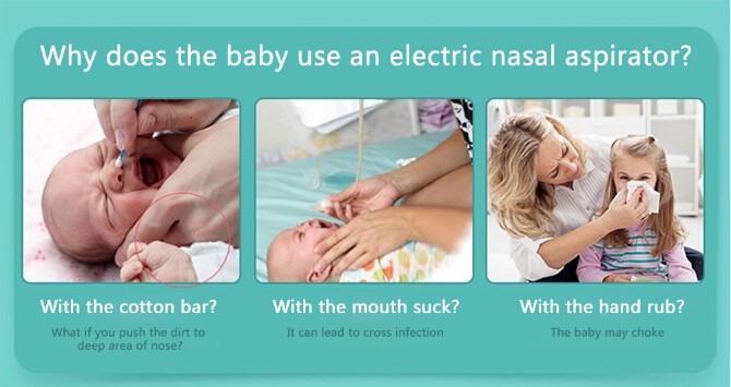 Electric Automatic Nose Cleaner,Baby Nasal Aspirator,2 Sizes of Silicone Tips