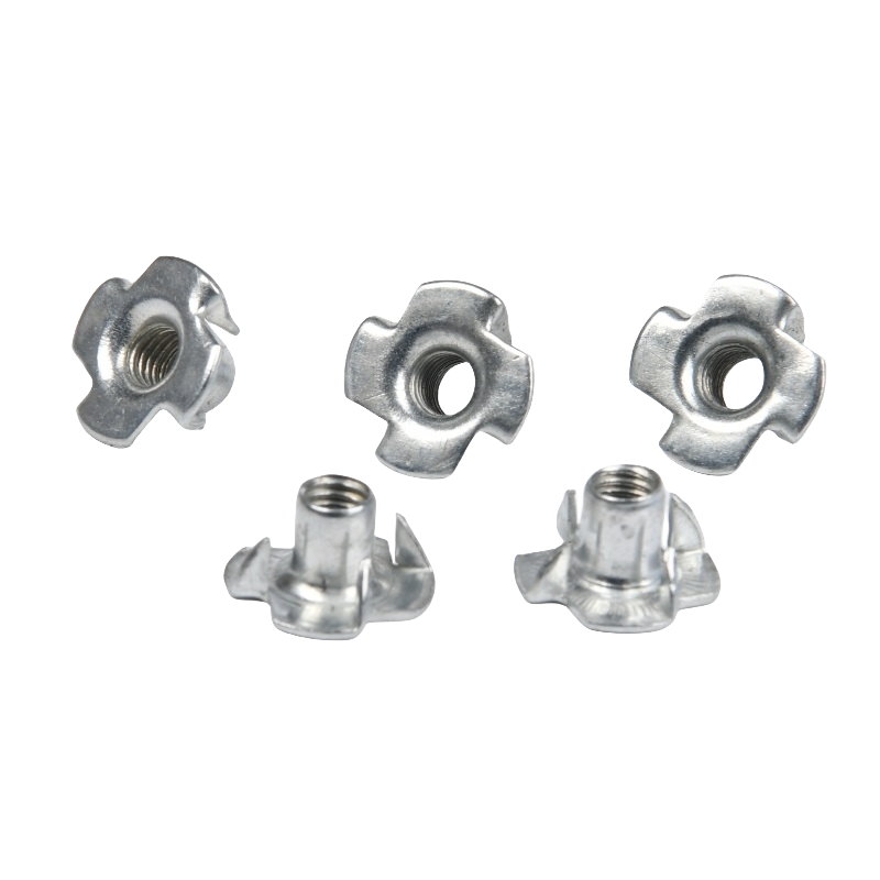 304 Stainless Steel Galvanized DIN1624 M4 M5 M6 M8 M10 Furniture Insert Blind Pronged Four Claw T Nut for Woodworking