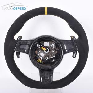 Wholesale 400mm Full Leather Alcantara Porsche 992 Steering Wheel Yellow Stripe from china suppliers