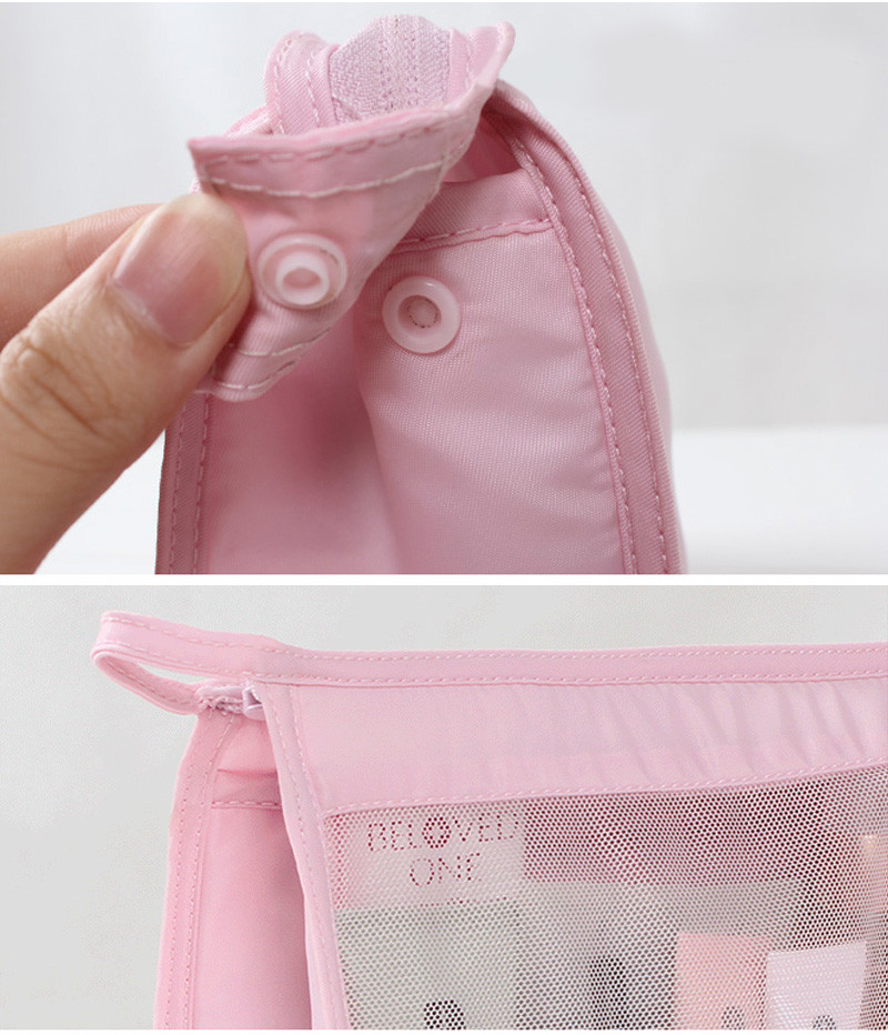 Eco-Friendly Promotional Zipper Transparent Polyester Mesh Cosmetic Bag