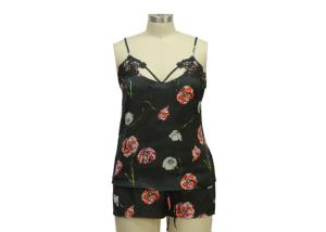 Wholesale Sexy Silky Stylish Womens Comfy Loungewear , Satin Pajama Short Sets Strappy Top from china suppliers