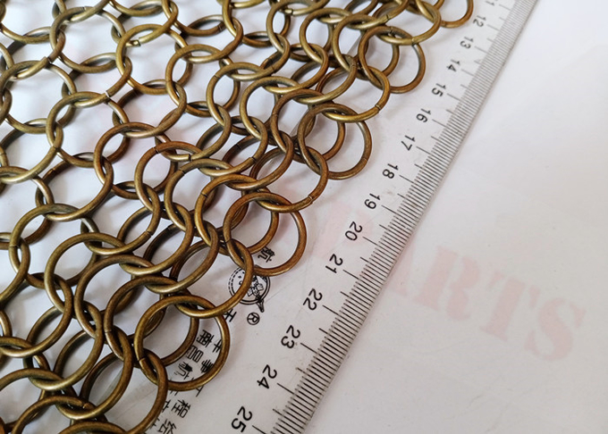 Stainless Steel 20mm Ring Mesh Curtain Hanging Bronze Color For Interior Partitions 0