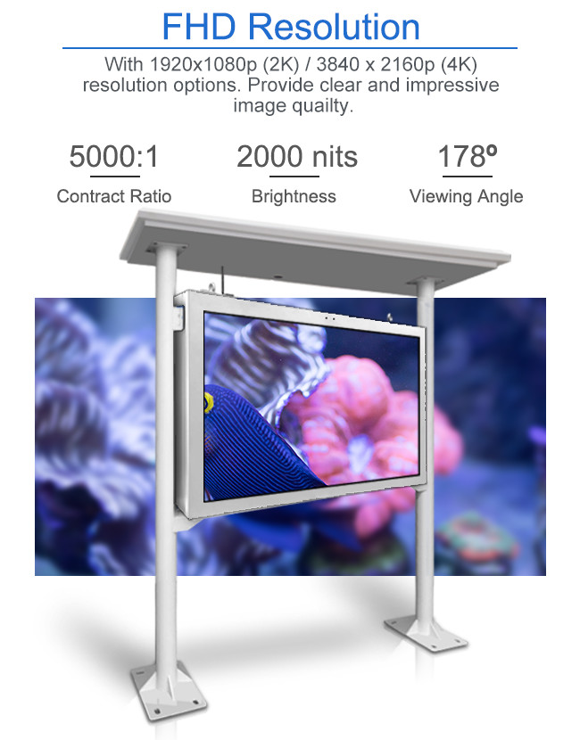 65" Weather Proof Outdoor Advertising Player With Shed IP55