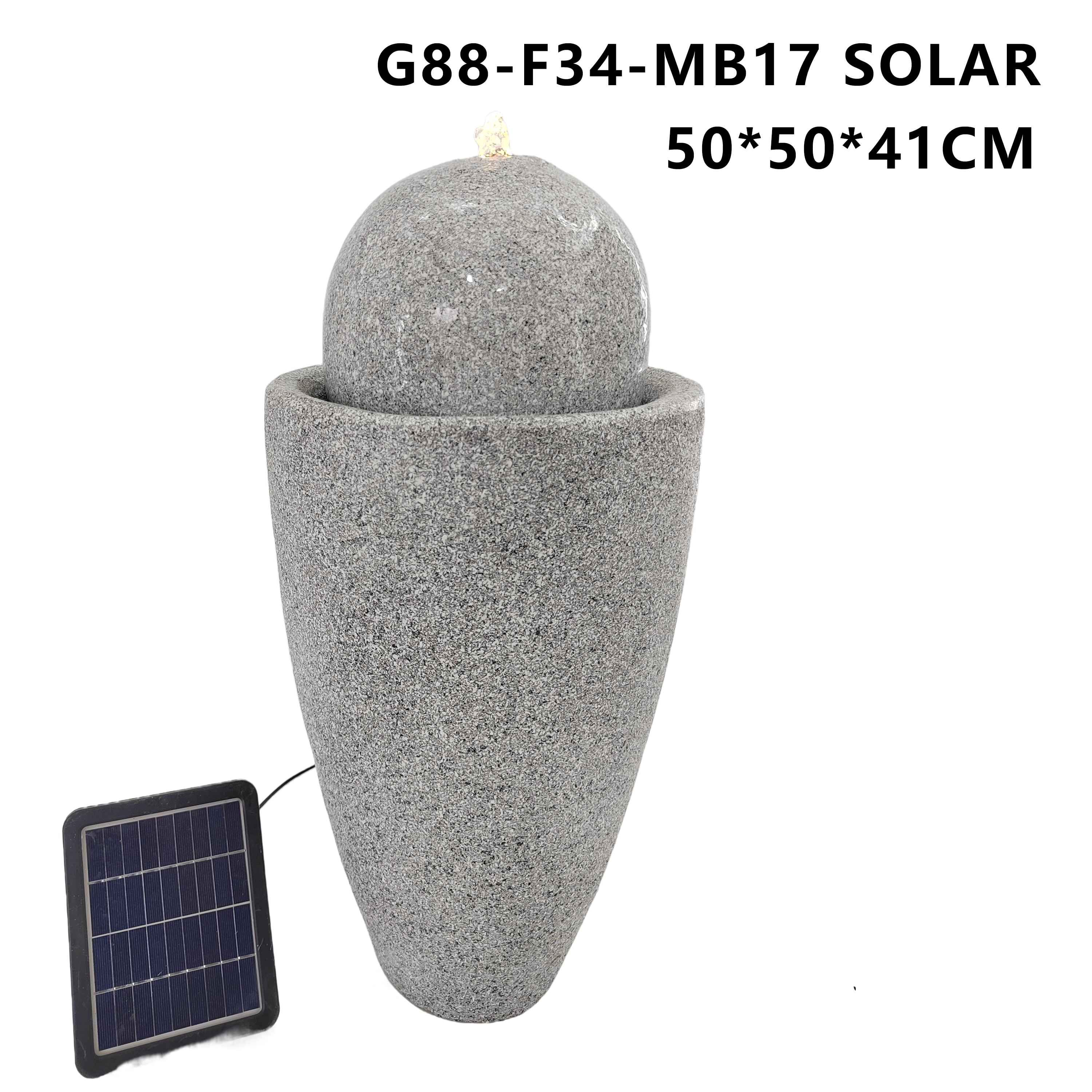 Outdoor Garden Grey Solar Water Fountain with Max Flow of 200L/H and Magnesium Oxide
