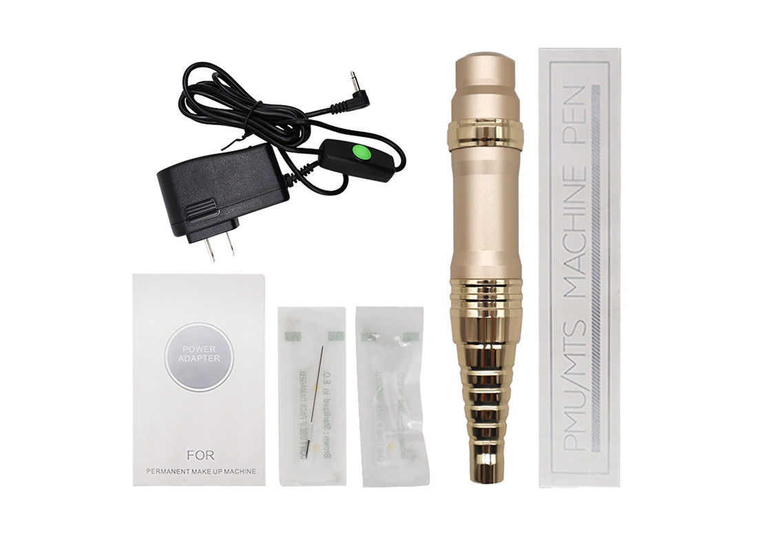 35000rpm Golden Permanent Makeup Machine 10V Strong Power For Eyebrow Lip